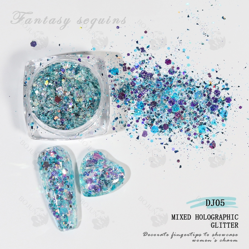 BOJUN DJ05 | Metallic Rainbow Effect Holographic Chunky Glitter